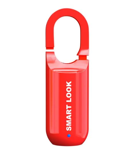 31TmVVpNzNL Smart Lock Fingerprint Padlock, Waterproof, Keyless, Anti-Theft, Red