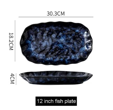 Luxury Kiln Transformation Blue Porcelain Dinner Set of 7 Pieces