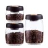 Vacuum Sealed Borosilicate Glass Coffee Bean Storage Jar Set, Airtight, Clear with Gold Lids