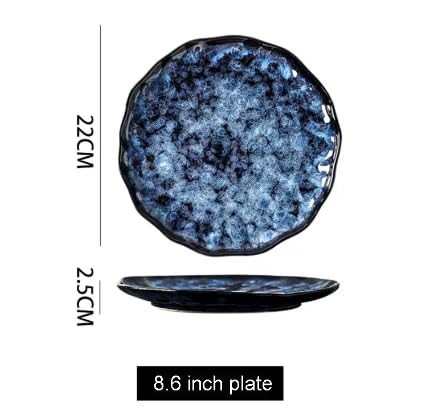 Luxury Kiln Transformation Blue Porcelain Dinner Set of 7 Pieces