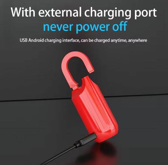 41iLUcEZoVL Smart Lock Fingerprint Padlock, Waterproof, Keyless, Anti-Theft, Red