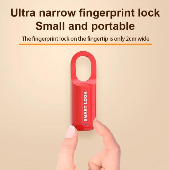 41uQ2yclFXL Smart Lock Fingerprint Padlock, Waterproof, Keyless, Anti-Theft, Red