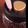 Vacuum Sealed Borosilicate Glass Coffee Bean Storage Jar Set, Airtight, Clear with Gold Lids