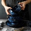Luxury Kiln Transformation Blue Porcelain Dinner Set of 7 Pieces
