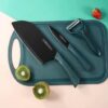 51yZ7DGZaZL Chef Kitchen Knives Set with Cutting Board, Dark Green