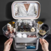 LED Makeup Vanity Case, Cosmetic Organiser with Illuminated Mirror, Multiple Compartments