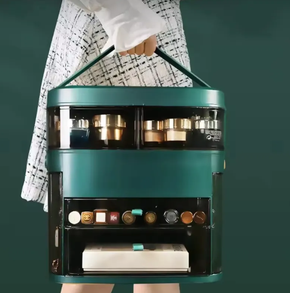 LED Makeup Vanity Case, Cosmetic Organiser with Illuminated Mirror, Multiple Compartments