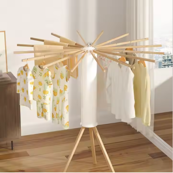 Portable Tripod Rotating Clothes Drying Rack, Indoor Folding Laundry Drying Rack