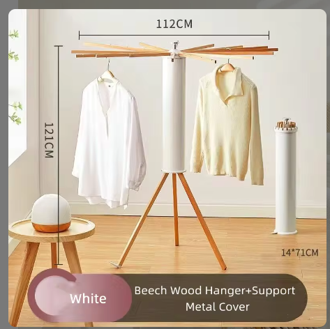Portable Tripod Rotating Clothes Drying Rack, Indoor Folding Laundry Drying Rack