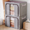 Cloth Steel Frame Folding Fabric Storage Box Bins Organizer for Clothes, Boxes, Basket, Bedding Storage Bag